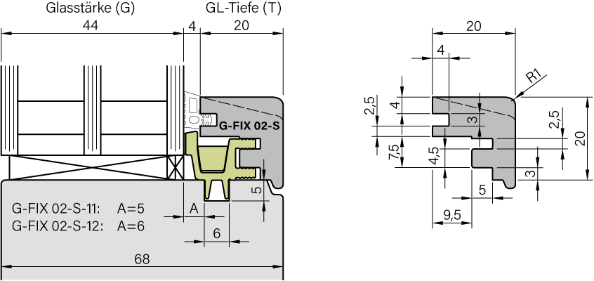 Glasleiste Standard - IV68 24mm