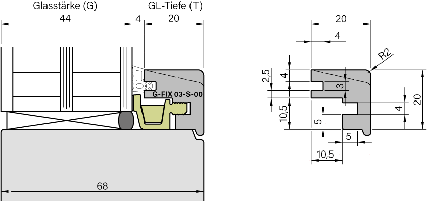 Glasleiste Standard - IV68 24mm