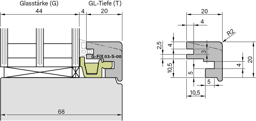 Glasleiste Standard - IV68 24mm