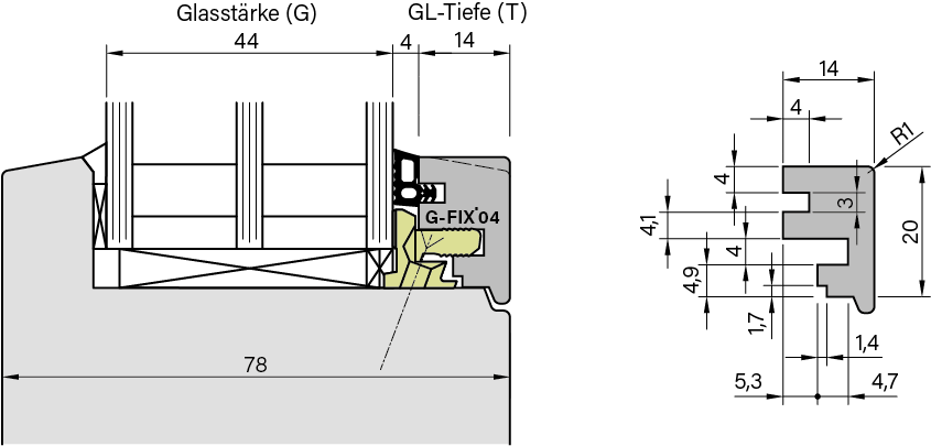 Glasleiste Standard - IV67 14mm